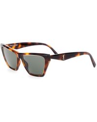 Saint Laurent - Sunglasses With Tortoiseshell Print And Cassandre Logo On Temples - Lyst