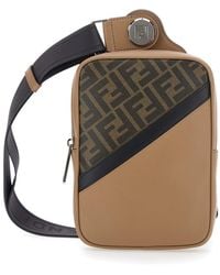 Fendi - Crossbody Bag With Logo Plaque On The Front And Shoulder Strap - Lyst