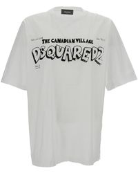 DSquared² - T-Shirt Girocollo Con Stampa Canadian Village - Lyst
