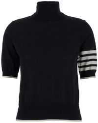 Thom Browne - Short Sleeve Sweater With 4-Bar Detail - Lyst