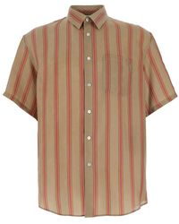 Saint Laurent - Striped Short-Sleeved Shirt - Lyst