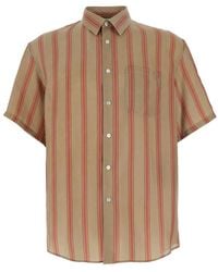 Saint Laurent - Striped Short-Sleeved Shirt - Lyst