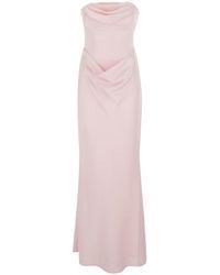 ROTATE BIRGER CHRISTENSEN - Long Sleeveless Dress With Draping - Lyst