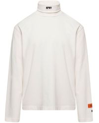 Heron Preston - White Turtleneck Pullover With Contrasting Logo Embroidery In Cotton Man - Lyst