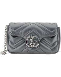 Gucci - 'Ophidia' Metallic Mini Bag With Chain-Link Shoulder Strap And Gg Plaque On The Front - Lyst