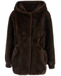 GIOVANNI PARIS - Shearling 'Selenabrown' With Fur Collar - Lyst