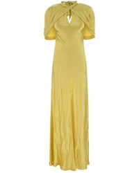 Alberta Ferretti - Yellow Satin Long Dress - Lyst