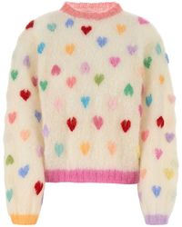 Rose Carmine - Embroidered Mohair Blend Sweater - Lyst