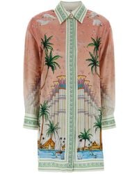 CASABLANCA - Printed Twill Shirt Dress - Lyst