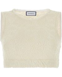 Pantamolle - Crop top Beleloc in cotone bianco - Lyst
