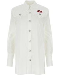 Alessandra Rich - Abito chemisier in popeline bianco - Lyst