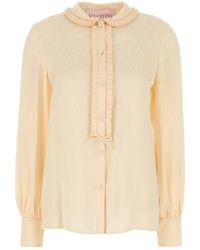 Valentino Garavani - Cream Silk Shirt - Lyst