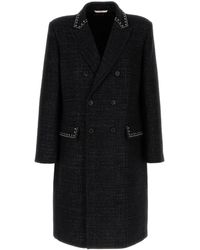 Valentino Garavani - Melange Black Wool Blend Coat - Lyst