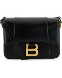 Balenciaga - Borsa a tracolla Hourglass piccola in pelle nera - Lyst
