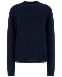 Jil Sander - Maglione oversize in misto alpaca blu navy - Lyst