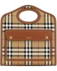 Burberry - Borsa a mano Pocket mini stampata in tela e pelle - Lyst