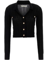 Alessandra Rich - Black Cotton Blend Cardigan - Lyst