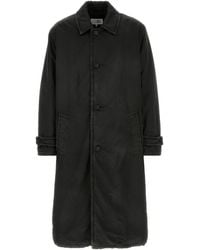 MM6 by Maison Margiela - Black Cotton Blend Overcoat - Lyst