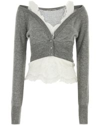 Ermanno Scervino - Two-tone Cashmere And Stretch Silk Top - Lyst