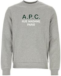 A.P.C. - Melange Grey Cotton Sweatshirt - Lyst