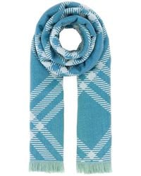 Burberry - Embroidered Wool Blend Scarf - Lyst