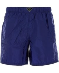 Prada - Bermuda mare in Re-Nylon blu elettrico - Lyst