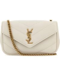 Saint Laurent - Borsa a tracolla LouLou mini in pelle avorio - Lyst