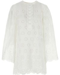 Chloé - Broderie Anglaise Mini Dress - Lyst