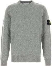 Stone Island - Grey Wool Blend Sweater - Lyst