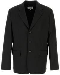 MM6 by Maison Margiela - Black Jersey Blazer - Lyst