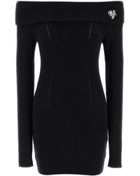 Blumarine - Mini abito a spalle scoperte in misto alpaca nero - Lyst
