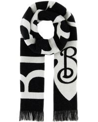 Burberry - Sciarpa in lana nera - Lyst