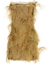 The Attico - Olive Green Lace And Mesh Min Dress - Lyst
