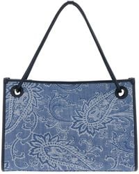 Etro - Embroidered Denim Medium Eyes Shopping Bag - Lyst