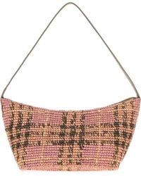 Burberry - Embroidered Raffia Mini Margate Shoulder Bag - Lyst