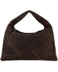 Bottega Veneta - Borsa a spalla Hop piccola in pelle scamosciata testa di moro - Lyst