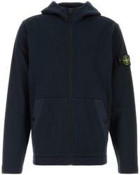 Stone Island - Navy Blue Cotton Sweatshirt - Lyst