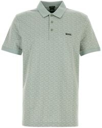 BOSS - Polo in cotone stretch verde menta - Lyst