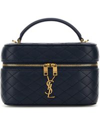 Saint Laurent - Borsa a mano Vanity Gaby in nappa blu navy - Lyst