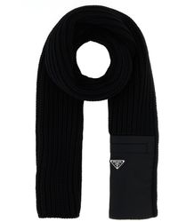 Prada - Sciarpa in lana nera - Lyst