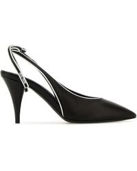 Miu Miu - Scarpe con tacco in pelle nera - Lyst