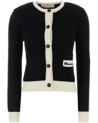 Marni - Black Wool Blend Cardigan - Lyst