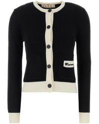 Marni - Black Wool Blend Cardigan - Lyst