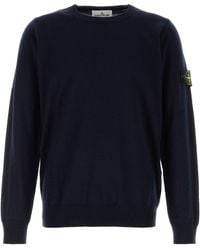 Stone Island - Midnight Blue Wool Sweater - Lyst