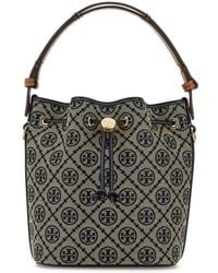 Tory Burch - Embroidered Fabric Mini T Monogram Bucket Bag - Lyst