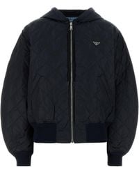 Prada - Bomber in Re-Nylon blu scuro - Lyst