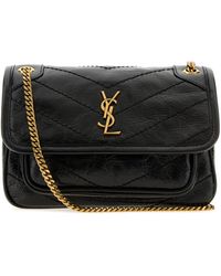 Saint Laurent - Borsa a spalla Niki mini in pelle nera - Lyst