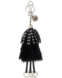 Prada - Portachiavi nero in cavallino e pelle - Lyst