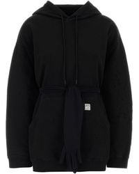 MM6 by Maison Margiela - Black Cotton Mini Sweatshirt Dress - Lyst