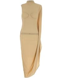 Jean Paul Gaultier - Stretch Viscose Long Dress With Cotton Mesh And In - Lyst